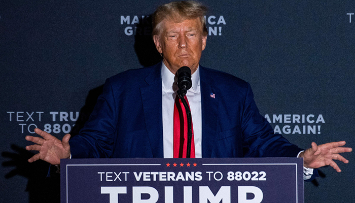 Former US President and 2024 presidential hopeful Donald Trump speaks during a campaign rally at Windham High School in Windham, New Hampshire, on August 8, 2023. — AFP