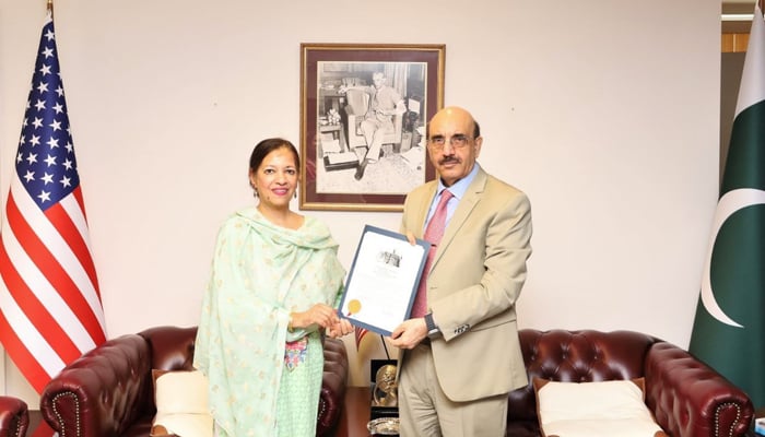 City Council Member Naila Alam presentsAugust 14 proclamation to Pakistan Ambassador to the US Masood Khan at the Embassy of Pakistan in Washington DC.— Embassy of Pakistan in Washington DC