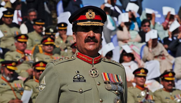 General (retd) Raheel Sharif pictured at a military parade in this undated image. — Reuters