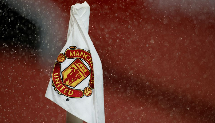 General view of the Manchester United crest on a corner flag before the match Pool. — Reuters/File