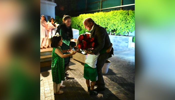 Former prime minister Shehbaz Sharifs grandchildren embracing him.