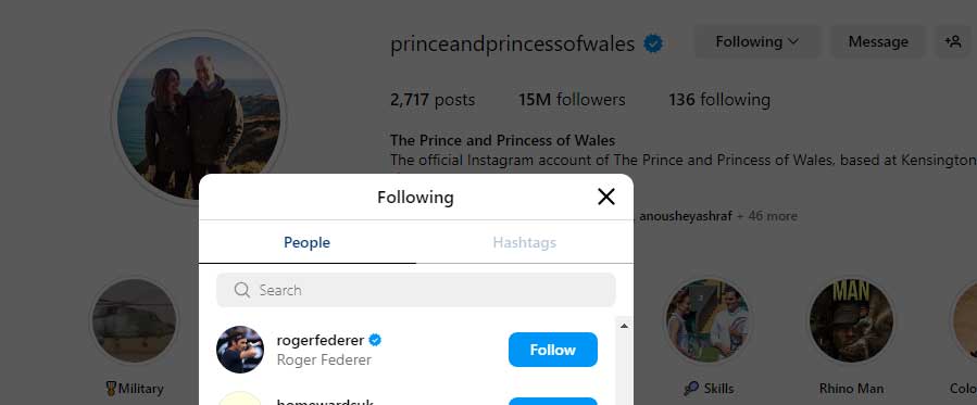 Kate Middleton follows Roger Federer after playing with him