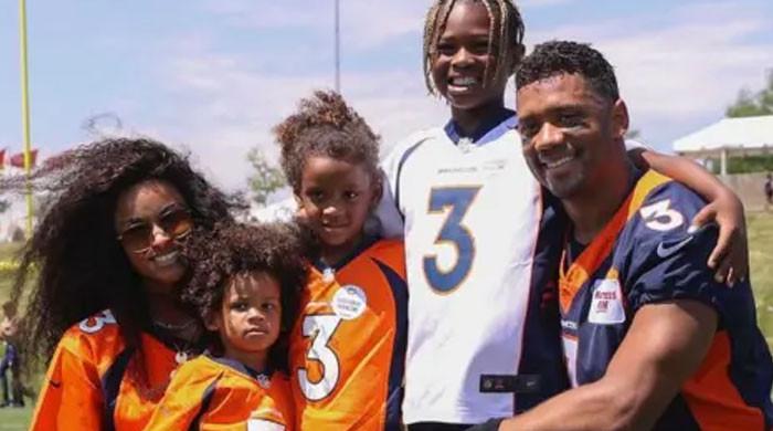 Ciara brings kids to visit Russell Wilson at Broncos training camp