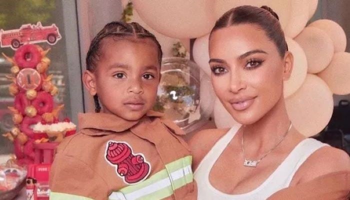 Kim Kardashians son Psalm and cousin True sport casts and slings