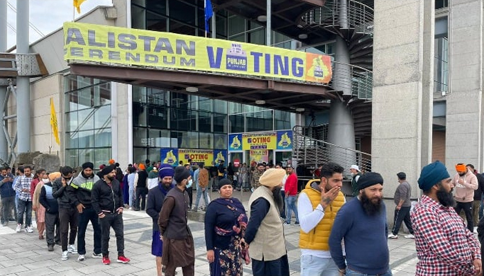 Members of the Sikh community stand in line to vote for the Khaistan referendum. — Reporter/File