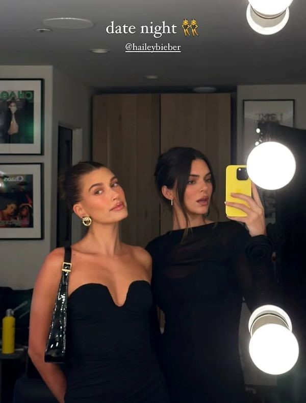 Hailey Bieber and Kendall Jenner shine in matching outfits for date night