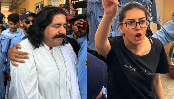 PTM leader Ali Wazir and human rights lawyer Imaan Mazari photographed after their arrests on August 20, 2023. — AFP