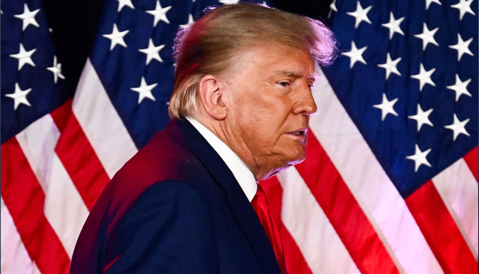 Former US President Donald Trump walks off the stage after speaking at a Republican volunteer recruitment event at Fervent, a Calvary Chapel, in Las Vegas, Nevada, July 8, 2023. — AFP