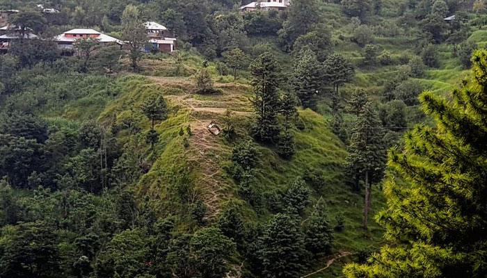 A view of a suspended chairlift a day after rescuers pulled seven children and one man to safety when it became stranded high over a remote ravine, in Battagram, Pakistan August 23, 2023.— Reuters