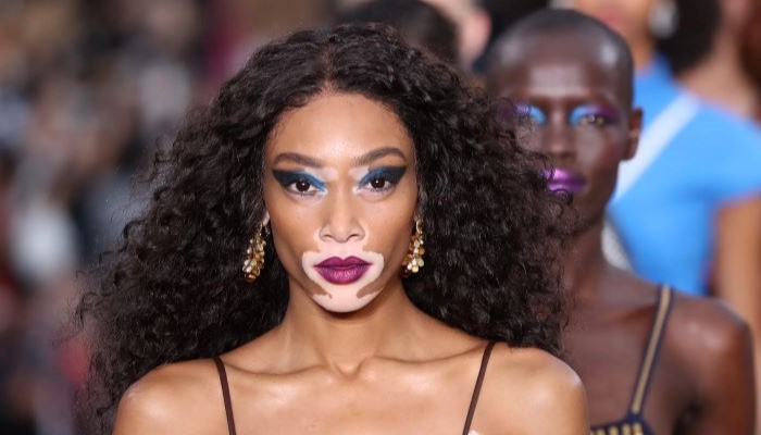 Winnie Harlow stuns in bold, nearly sheer gold dress at Victorias Secret The Tour 2023