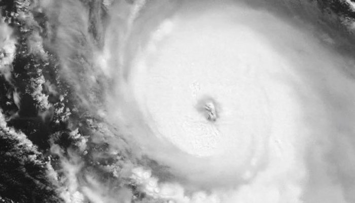 A screengrab of a video showing the movement of Hurricane Lee via satellite. — X/@NOAASatellites