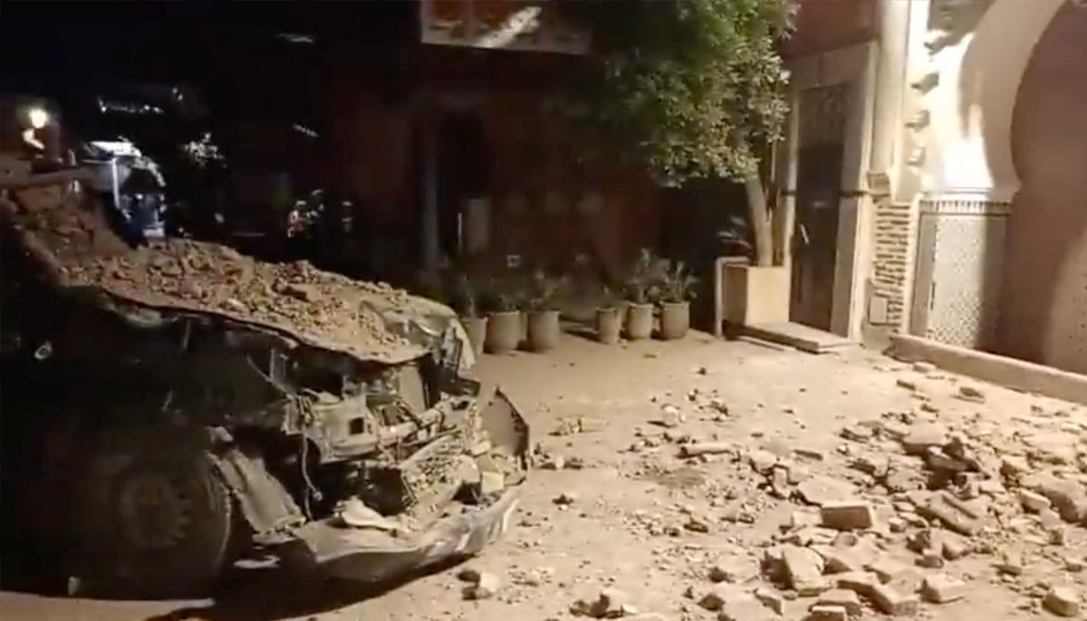 View of a damaged vehicle and debris in the aftermath of an earthquake in Marrakech, Morocco September 9, 2023. — Reuters