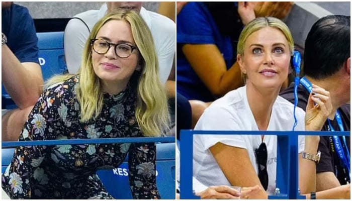 Emily Blunt attended the US Open semifinals with her husband John Krasinski and daughters