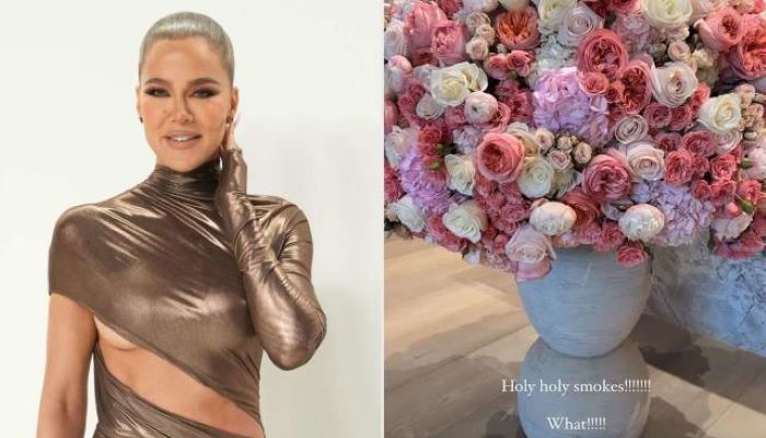 Khloé Kardashian celebrates new 'Fabletics' collection with gigantic floral  arrangement