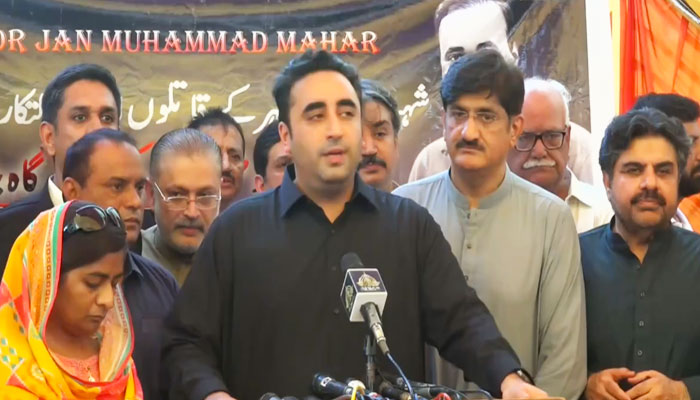 Pakistan Peoples Party (PPP) Chairman Bilawal Bhutto Zardari speaking during a press conference on Tuesday, September 12, 2023 in Sukkur, Pakistan. — Twitter/@PPP_Org