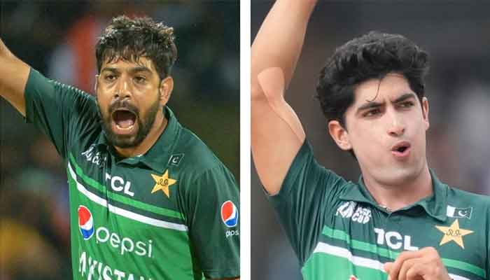 Star Pakistan pacers Haris Rauf (L) and Naseem Shah have been ruled out of todays game against Sri Lanka due to injuries. —AFP/File