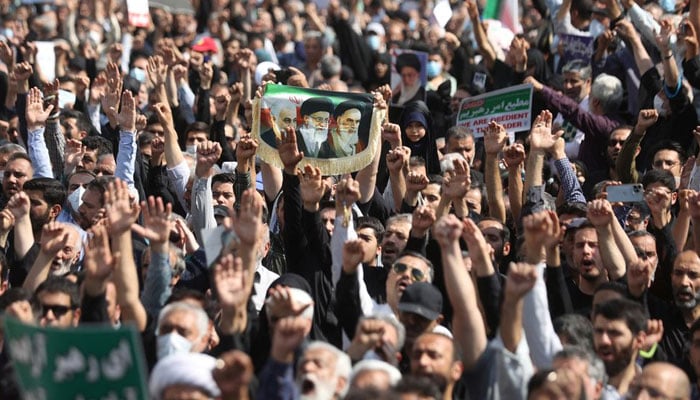 Pro-government peoples rally against the recent protest gatherings in Iran, after the Friday prayer ceremony in Tehran, Iran September 23, 2022.—Reuters