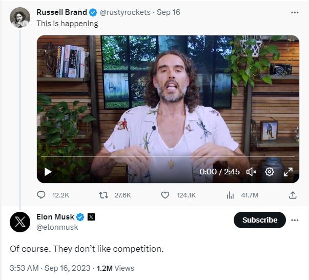 Elon Musk voices support for Russell Brand amidst controversial allegations