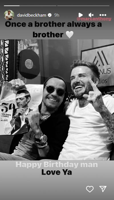 David Beckham drops gushing tribute for ‘brother’ Marc Anthony: ‘We laugh as one’