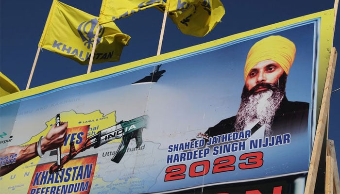 A mural features the image of late Sikh leader Hardeep Singh Nijjar, who was slain on the grounds of the Guru Nanak Sikh Gurdwara temple in June 2023, in Surrey, British Columbia, Canada September 18, 2023. — Reuters