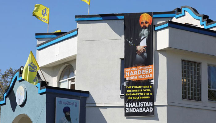 A sign outside the Guru Nanak Sikh Gurdwara temple is seen after the killing on its grounds in June 2023 of Sikh leader Hardeep Singh Nijjar, in Surrey, British Columbia, Canada September 18, 2023. — Reuters