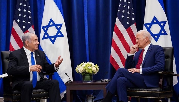 US President Joe Biden listens to Israeli Prime Minister Benjamin Netanyahu during a bilateral meeting on the sidelines of the 78th U.N. General Assembly in New York City, September 20, 2023. —Reuters