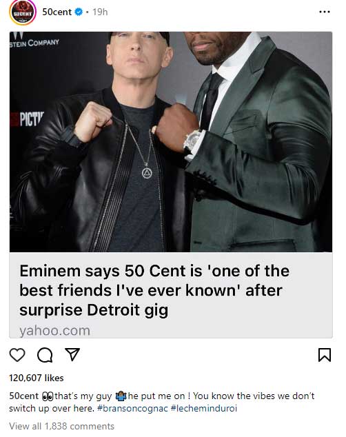 50 Cent reacts to Eminems remarks about him