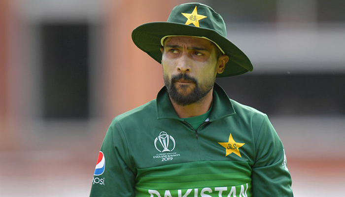 Pakistans Mohammad Amir looks on during the 2019 Cricket World Cup group stage match between Pakistan and Bangladesh at Lords Cricket Ground in London on July 5, 2019. — AFP