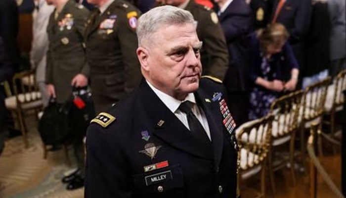 Chairman of the US Joint Chiefs of Staff Gen. Mark Milley stands by prior to US President Joe Biden awarding the Medal of Honor to retired Army Captain Larry Taylor for conspicuous gallantry during the Vietnam War, at a ceremony in the East Room of the White House in Washington, US, September 5, 2023.—Reuters