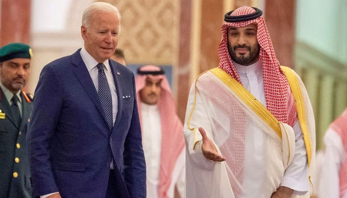 Saudi Crown Prince Mohammed bin Salman receives US President Joe Biden at Al Salman Palace upon his arrival in Jeddah, Saudi Arabia, July 15, 2022. — Reuters/File