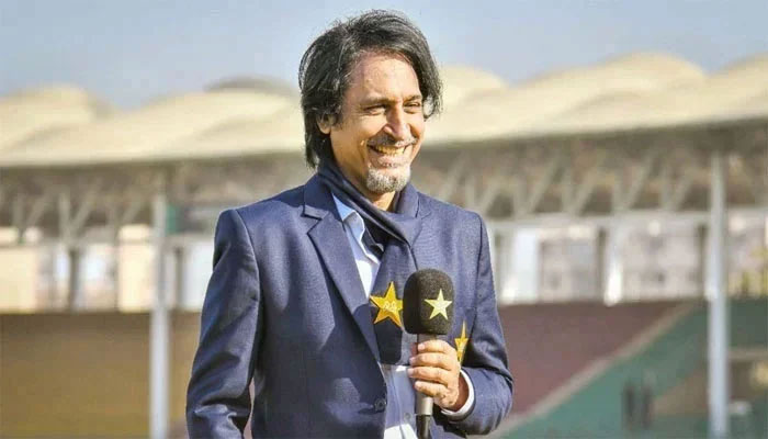 Ramiz Raja, who is part of the commentary panel, is pictured while presenting a match in this undated photo. — PCB/File