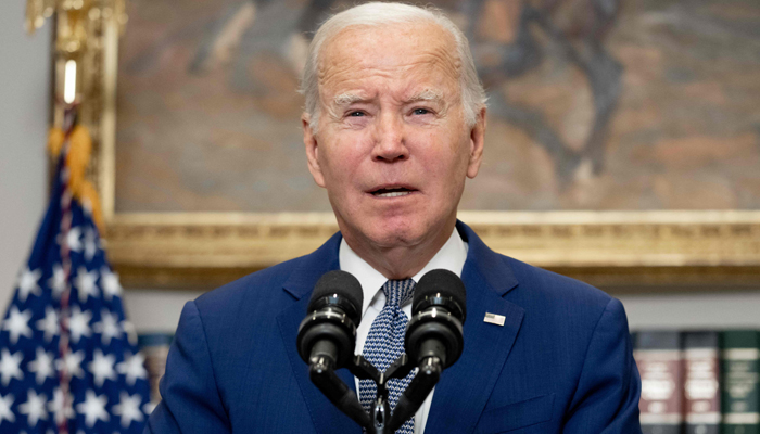 US President Joe Biden delivers remarks on the bipartisan bill to fund the government, in the Roosevelt Room of the White House in Washington, DC, on October 1, 2023. — AFP