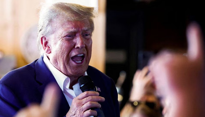 Republican presidential candidate and former U.S. President Donald Trump speaks as he campaigns at the Iowa State Fair in Des Moines, Iowa, US August 12, 2023. — Reuters