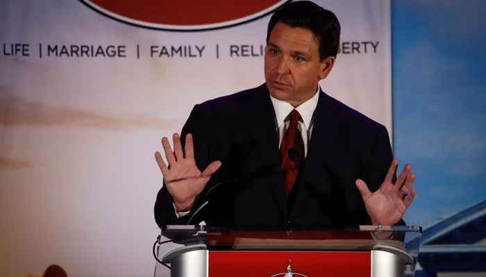 Florida Governor Ron DeSantis gestures as he speaks during the Florida Family Policy Council Annual Dinner Gala, in Orlando, Florida, US, May 20, 2023. — Reuters