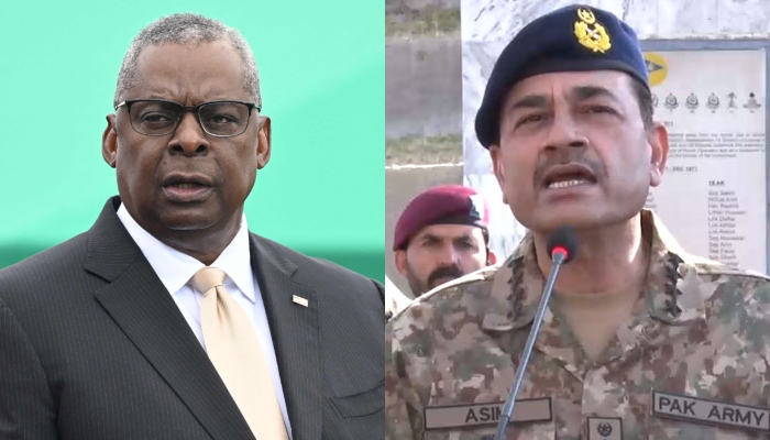 US Defence Secretary Lloyd Austin and Army chief General Asim Munir. — AFP/ISPR/Files