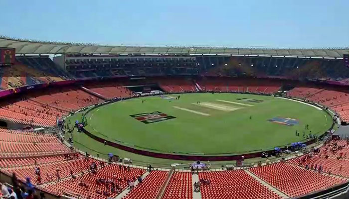 Worlds biggest cricket stadium in India’s Ahmedabad wears a deserted look on October 5, 2023. — X