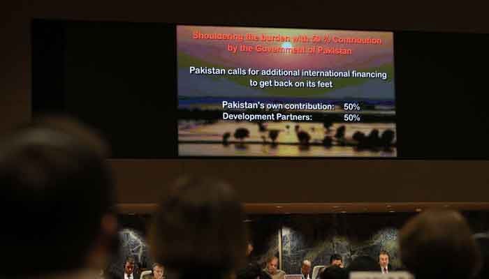 Former prime minister Shehbaz Sharif and other participants attend a summit on climate resilience in Pakistan, months after deadly floods in the country, at the United Nations, in Geneva, Switzerland, January 9, 2023. —Reuters