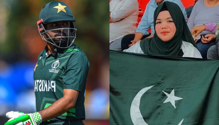 Pakistan captain Babar Azam (left) and his fan Alisha. — AFP/PTI/File