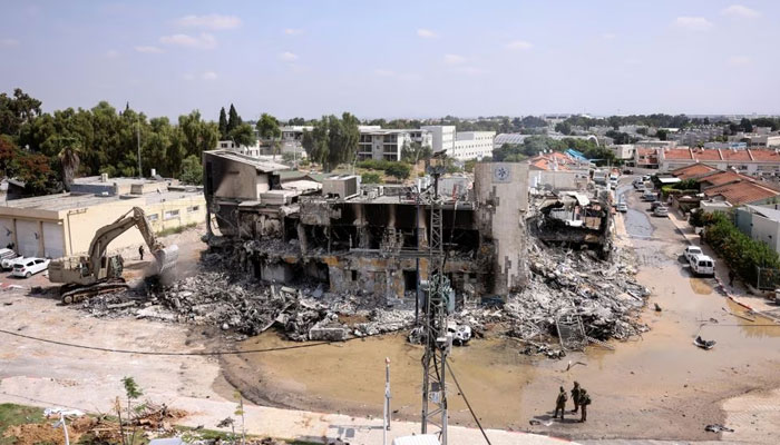 A view shows a police station that was the site of a battle following a mass infiltration by Hamas gunmen from the Gaza Strip, in Sderot, southern Israel October 8, 2023. — Reuters