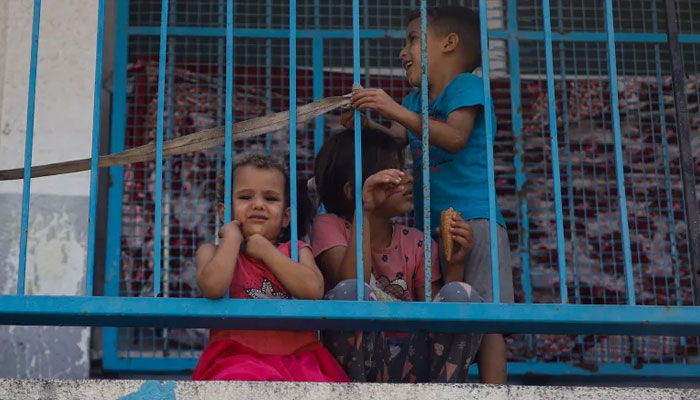 Displaced Palestinian children who fled their homes amid Israeli strikes sheltered in United Nations-run schools in Gaza.—Reuters/file