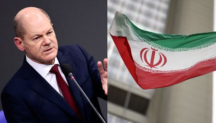 German Chancellor Olaf Scholz speaks during his first questioning session with lawmakers at the lower house of parliament Bundestag in Berlin, Germany, January 12, 2022 (L) and Iranian flag flies in front of the UN office building, housing IAEA headquarters, in Vienna, Austria, May 24, 2021(R). —Reuters