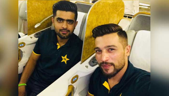 Pakistan captain Babar Azam (left) and former Pakistan pacer Mohammad Amir. — Instagram/@official.mamir