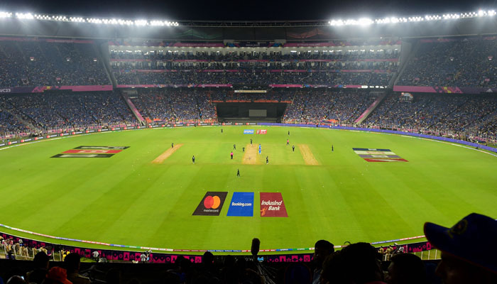 A general view of the stadium during the 2023 ICC Men´s Cricket World Cup ODI match between India and Pakistan at the Narendra Modi Stadium in Ahmedabad on October 14, 2023. — AFP