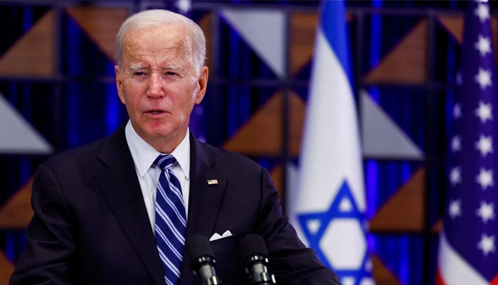 US President Joe Biden delivers remarks as he visits Israel amid the ongoing conflict between Israel and Hamas, in Tel Aviv, Israel, October 18, 2023. — Reuters