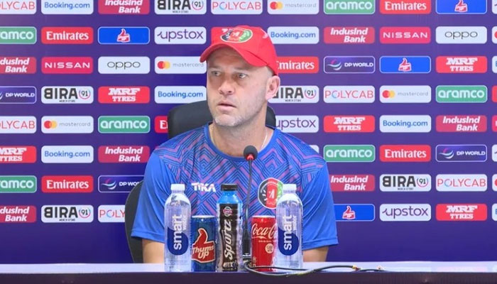 Afghanistan’s head coach Jonathan Trott addresses reporters during a press conference in Chennai, India, on October 22, 2023. — Photo supplied by author