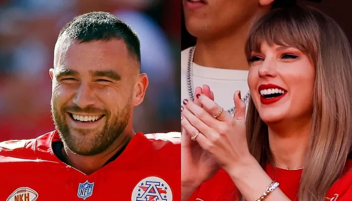 Does Taylor Swift stage Travis Kelces kiss after Chiefs win?
