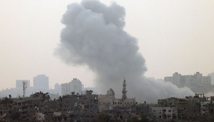 Smoke is rising after an Israeli strike on Gaza seen from a viewpoint in Southern Israel October 24, 2023. — Reuters