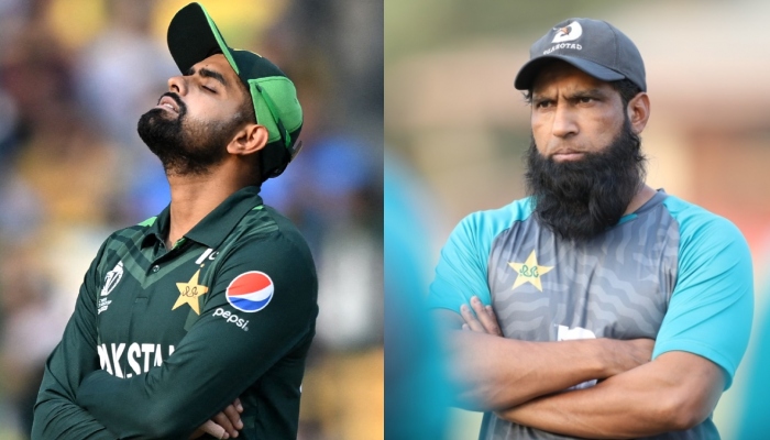 Pakistan skipper Babar Azam (left) and former captain Mohammad Yousuf. — AFP/File