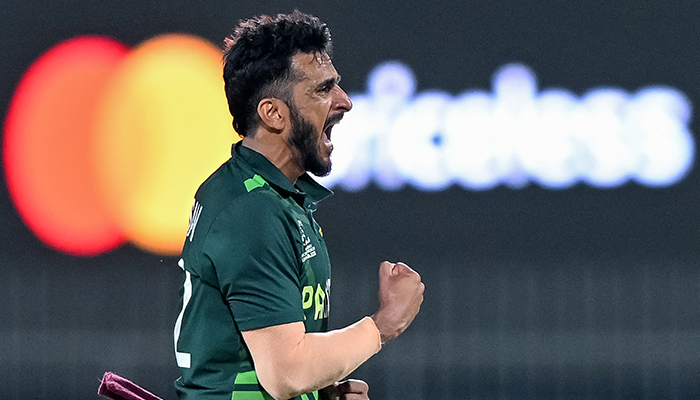 Pakistans Hasan Ali celebrates after taking the wicket of Afghanistans Ibrahim Zadran during a 2023 ICC World Cup match between Pakistan and Afghanistan at the MA Chidambaram Stadium in Chennai on October 23, 2023. — AFP