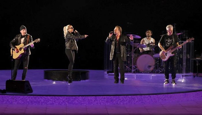 Lady Gaga rocks out with U2 in surprise Las Vegas appearance